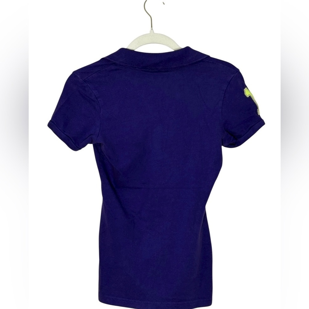 Express Vibrant Purple Cotton Blend Polo Shirt with yellow trim and Logo XS - Picture 6 of 7